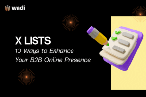 X Lists: 10 Ways to Enhance Your B2B Online Presence - purple and green checklist graphic.