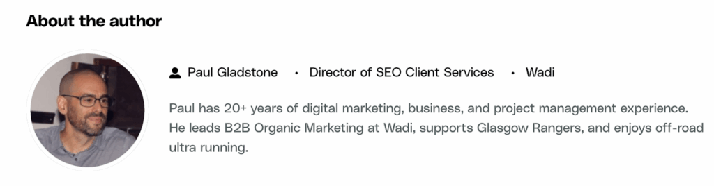 Profile of author Paul Gladstone with short bio and a small round portrait photo on the left.