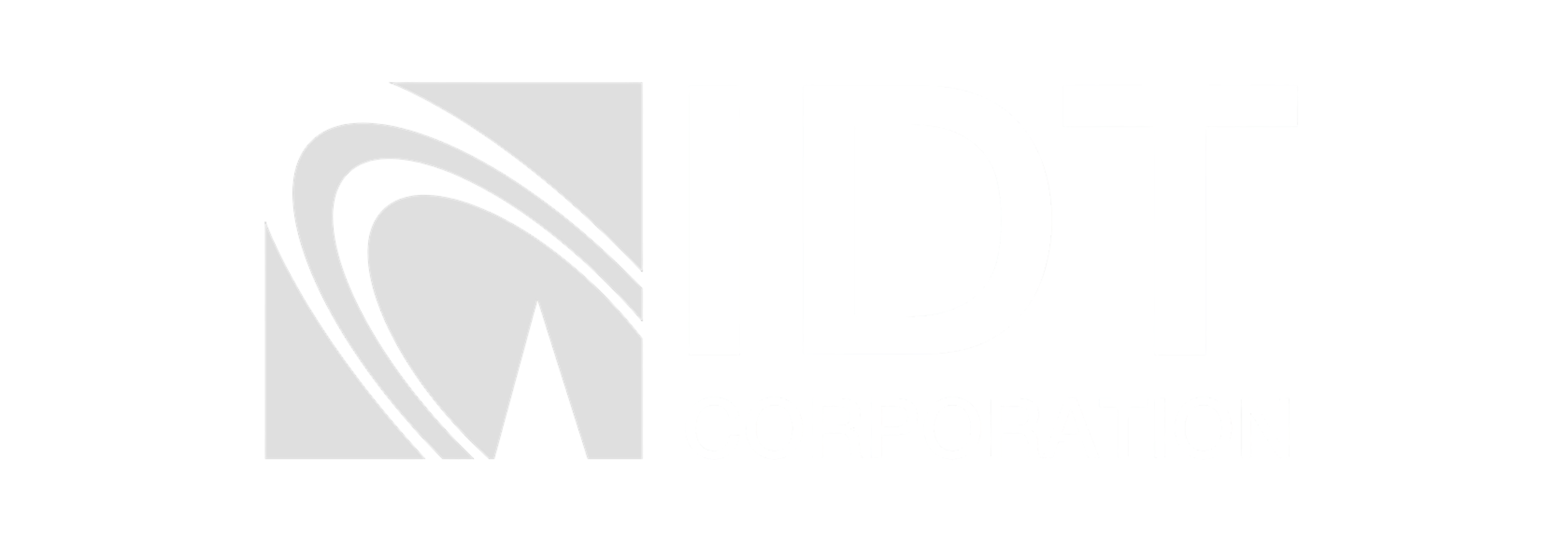 IDT Corporation logo with abstract design and bold white text on a light background.