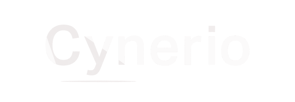 Cynerio logo with light gray text on a white background.